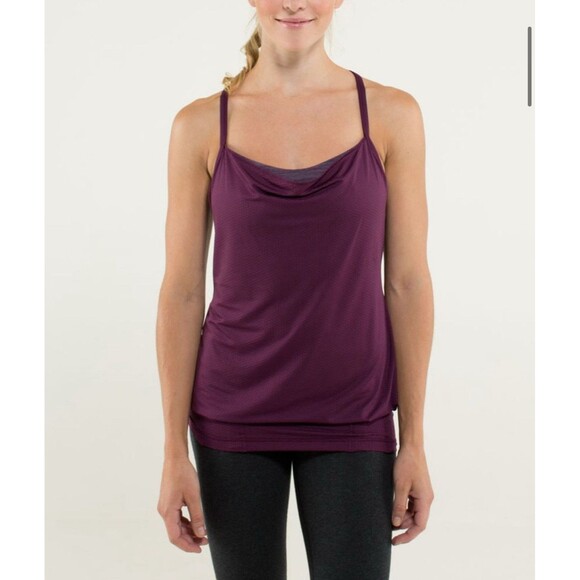Lululemon C.Y.B Tank Plum Wee Are From Space Built In Bra Open‎ Back Size 6 - Picture 1 of 10